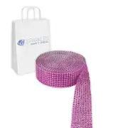 Hot Pink 8 Row Diamond Rhinestone Ribbon Trim Mesh Wrap 1 Yard - Wedding fs