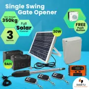 Full Solar Power Single Swing Gate Opener Electric Motor 24V Free Push Button