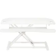 VIVO White Height Adjustable Corner Desktop Monitor Riser 38" Sit Stand Tabletop