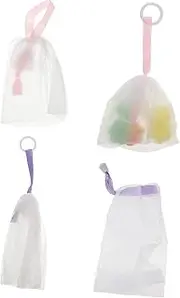 CANIGHT Exfoliating Soap Pouch Portable Facial Bathing Soap Bath Net Multipurpose Drawstring Design for Easy Closure Quick Drying Random Color