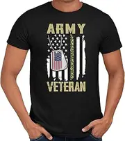 [VidiAmazing] Veterans Tshirt Proud Army Veteran Military Camo American Flag T-Shirt for Men Women ds1377 T-Shirt