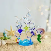 5.5inch Glass Coral Tree With Wine Charm Ornaments - Set of 6 Sea Life Wine G...