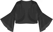 [Generic] Bolero Shrug for Women - Open Front Summer Loose Cape Top | Short Sleeve Open Front Loose Sheer for Travel, Vacation, Beach