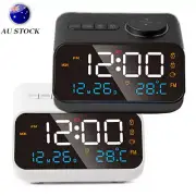 LED Digital Alarm Clock Time Calendar Temperature Bedside FM Radio Snooze Clock