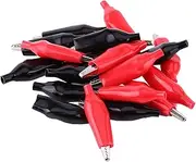 20pcs 45mm Heavy Duty Metal Crocodile Clips with Flames Retardant PVC Sleeves, Red/Black Electrical Test Leads for Lab, Car, Rustproof