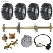 32'' ATV Go Kart Golf Cart Trike Rear Axle Kit 420 Sprocket +8" Wheels +Brake