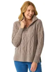 [Fella Hamilton] Beau 1/4 Zip Merino Sweater in Truffle