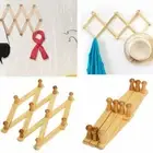 Fixed On Wall Fold Shelf Clothes Hanger Natural Wood Hat Closet Hook Coat Hooks