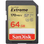 SanDisk Extreme SDXC Memory Card - 64GB Class 10 - V30 - U3 - UHS-I - Read up to 170MB/s - Write up to 80MB/s [SDSDXV2-064G-GNCIN]