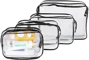 [AIMALL] 4PCS PVC Toiletry Bag Clear Transparent Plastic Travel Cosmetic Make Up Zipper