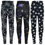 Girls Halloween Legging Spider Web Skull Print Leggings Fancy Costume 3-13 Years