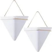 Hanging Planter, 2PCS Geometric Triangle Wall Plant Holder, Ceramic Wall Mounted Plant Holder, for Succulent, Faux Plants, Home and Office Decor, White Wall Plant Shelf Wall Mounted Plant Holder Plan