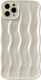 Caseative for iPhone 11 Pro Max Case,Water Ripple Pattern Curly Wave Frame Soft Phone Case (White)