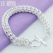 DOTEFFIL 925 Sterling Silver Multi-circle Bracelet Charm Party Fashion Jewelry