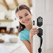 NeuType Keyless Entry Door Lock with Handle, Electronic Keypad Deadbolt, Front Door Lock Sets, Auto Lock, 1-Touch Locking, 50 User Codes, Easy to Install, for Homes Office and Hotel, Matte Black