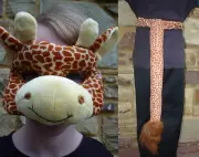 NEW Plush Soft 3D GIRAFFE MASK & TAIL SET Dress ups Costume Halloween Book Week