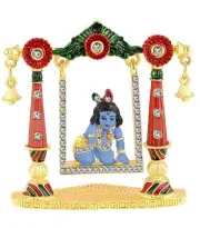 Bal Gopal Idol Krishna On Swing Metal Statue For Home Car Dashboard Decor