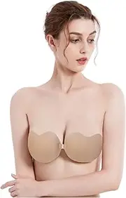 [Generic] Strapless Bustier Bras for Women Push up Push Up Strapless Self Adhesive Bra Air Holes Backless Sticky Bras Gel Bras for Women