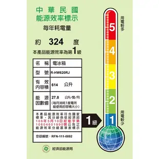 【HITACHI 日立】聊聊更便宜 R-HW620RJ RHW620RJ 614公升 日本原裝 變頻六門冰箱 一級