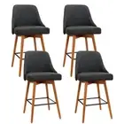 Artiss 4x Wooden Bar Stools Swivel Stool Kitchen Dining Chairs Set Cafe Charcoal
