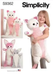 SIMPLICITY SEWING PATTERN 9362 SOFT ANIMAL KITTY & CHIHUAHUA PLUSH BODY PILLOWS