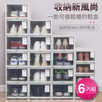 在飛比找momo購物網優惠-【IDEA】大號抽屜式拉抽透明收納鞋盒/鞋櫃(6入組/可疊加