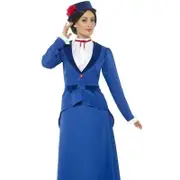Smiffys Victorian Nanny Costume Adult Blue 46753m Xxl