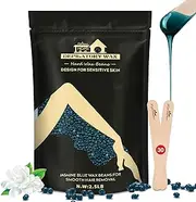 2.5lb Lifestance Hard Blue Brazilian Bikini Wax Kit with 30 Applicators - Pearl Wax Beads for Face, Body, Legs - For Women and Men