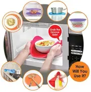 Safe Grabs Multipurpose Silicone Microwave Splatter Guard Cover Shield 2pk