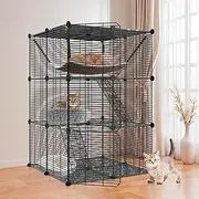 ZENY Cat Cage Indoor Cat Enclosures DIY Cat Playpen Detachable Metal Wire Kennels with Extra Large Hammock for 1-2 Cats, Ferret, Chinchilla, Rabbit or Small Animals