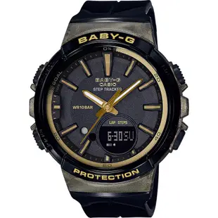 CASIO卡西歐 Baby-G 慢跑計步顯示手錶-黑
