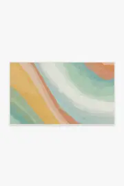 90' x 150' | Machine Washable Runner Rug | Kid & Pet Friendly | Indoor Rug | Watercolor Waves Copper Jade Outdoor Rug | Ruggable