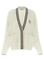 [Brunello Cucinelli] Brunello Cucinelli-Braided Cardigan Maglioni Bianco-Donna XS