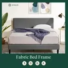 Zinus Nelly Bed Frame Single Double Queen King Fabric Platform Base Wooden Grey