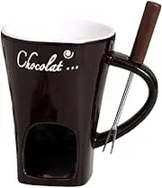 Generic Candle Cup Cheese Chocolate Melting Ceramic Fondue Mugs with Fork(Coffee)