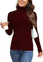 [Rocorose] Women's High-Low Marled Boucle Mock Neck Sweater Jumpers