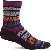 [Sockwell] Women's Fairisle Pop Crew Sock, Blackberry - Small-Medium, Blackberry - Fairisle Pop, Small-Medium