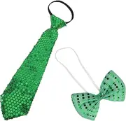 [TINEASUR] Large Irish Party Accessory Set Mens Sequin Bow Tie St. Tie Pre-tied Glitter Bow Tie Fashionable Neckwear for Men