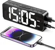 AMIR Digital Alarm Clock, 6.3" Large Display LED Clock Bedroom, Electronic Desktop Clock with DST Function, 12/24H, Snooze Function, 4 Brightness Adjustments, Big Clock with Day/Date/Temperature