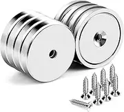 Extreme Power Rare Earth Cup Magnets,1.26" Diameter, Industrial Strength Round Base Neodymium Magnets, Countersunk Hole for #10 Bolt, 90 lbs Holding Force, Pack of 8