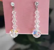 Aurora Borealis Crystal Drop Earrings With Rhinestones