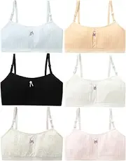 [Herepai] Teen Girls' Lined Training Bra Cotton Pure Cami Stretch for 9-14 Years