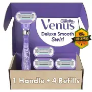 Gillette Venus Extra Smooth Swirl 1 Venus Razor 4 Razor Blade Refills for Womens