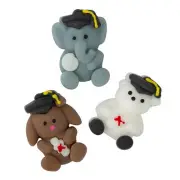 Fun Express Mini Graduation Bear, Elephant & Puppy Mochi Squishies - 2 3/4", 12