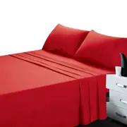 Soft Bed Sheet and Pillowcase Set Ultra High GSM - Red
