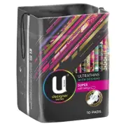 U By Kotex Designer Series Ultrathins Pads Super with Wings 10 Pads
