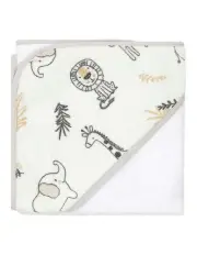 [The Peanutshell] Madagascar Themed Print Terry Hooded Towel in White
