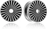 [MOQIKAKA] 2PCS Unique Ear Gauges Plugs Tunnels for Stretched Ears, Hypoallergenic 316 Stainless Steel Plugs Tunels Gauuges for Ears 8mm-25mm (0G-1") Body Piercing Jewelry for Women Men