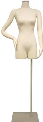 Female Mannequin Dress Body Form White #F01Sarm, +Metal Base