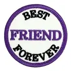 Best Friend Forever Embroidered Patch Ivory/Purple Iron-On Sew-On Bag Hat Jacket